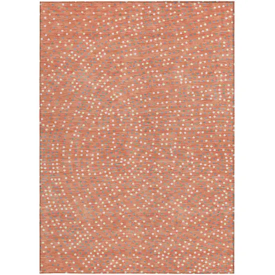 Salmon Gray And Ivory Polka Dot Washable Indoor Outdoor Area Rug Photo 7