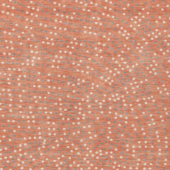 Salmon Gray And Ivory Polka Dot Washable Indoor Outdoor Area Rug Photo 7