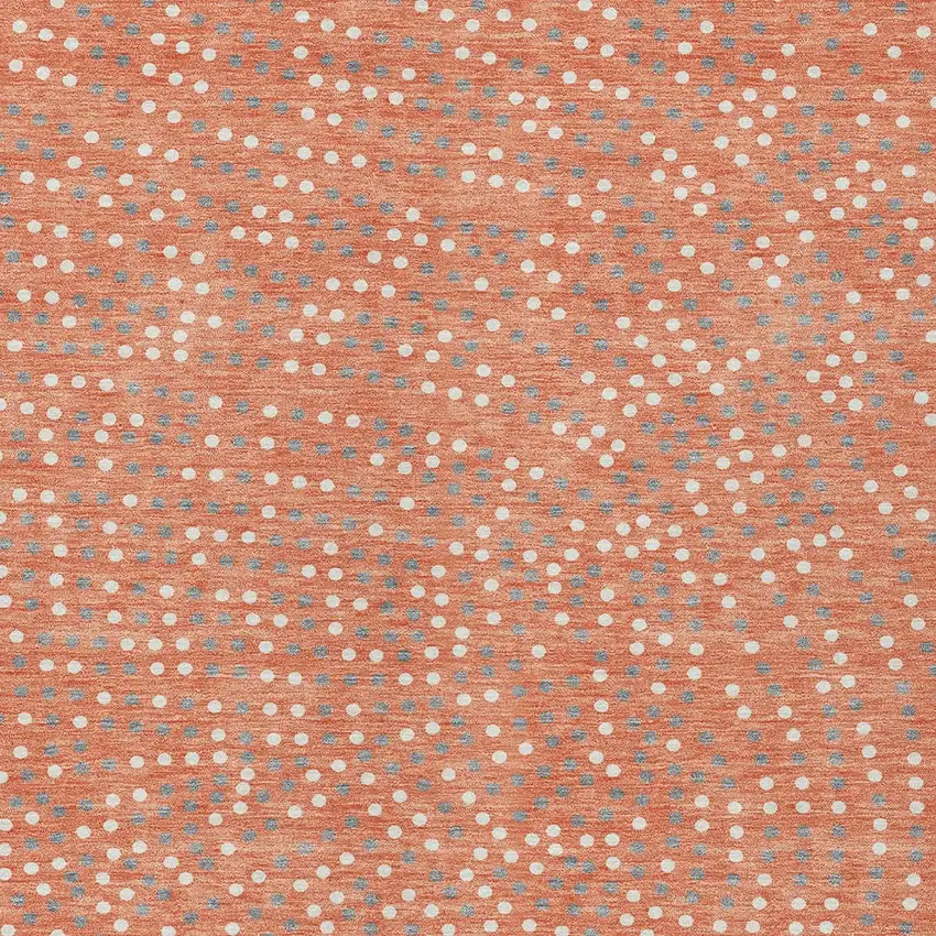 Salmon Gray And Ivory Polka Dot Washable Indoor Outdoor Area Rug Photo 7
