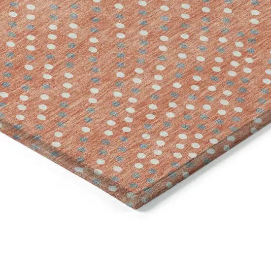 Salmon Gray And Ivory Polka Dot Washable Indoor Outdoor Area Rug Photo 5
