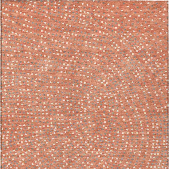 Salmon Gray And Ivory Polka Dot Washable Indoor Outdoor Area Rug Photo 8