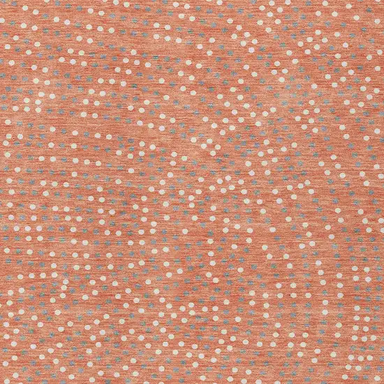 Salmon Gray And Ivory Polka Dot Washable Indoor Outdoor Area Rug Photo 7