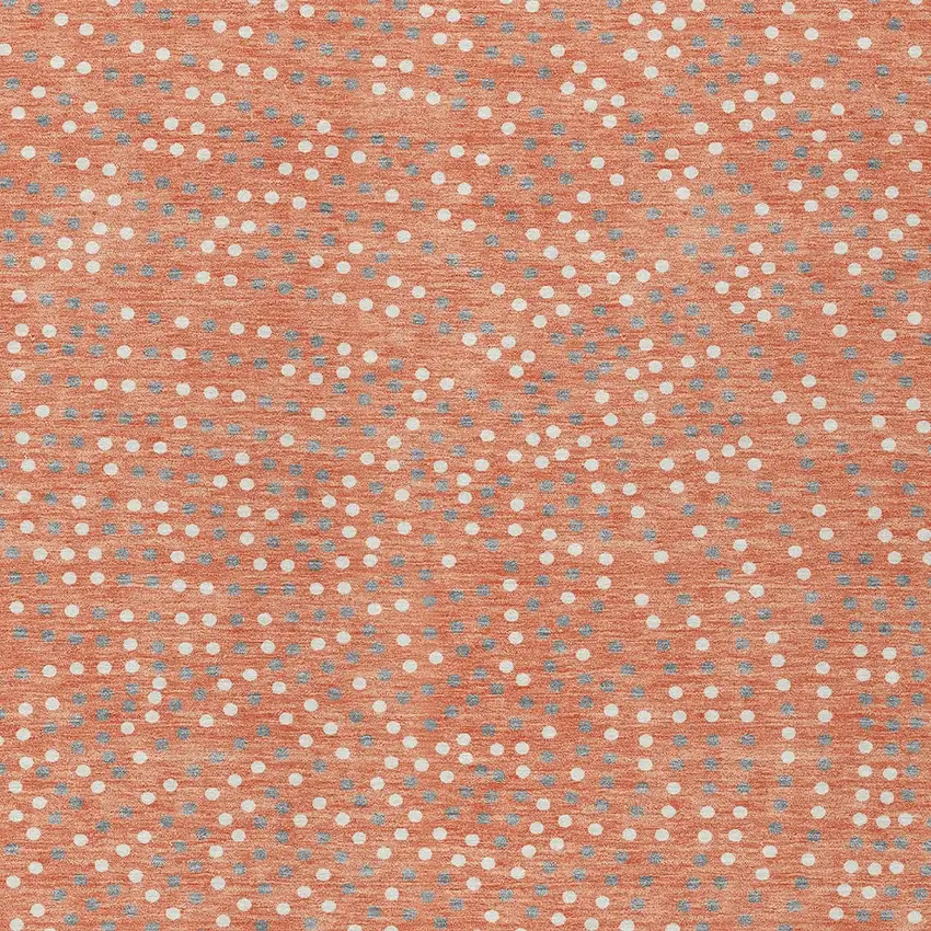 Salmon Gray And Ivory Polka Dot Washable Indoor Outdoor Area Rug Photo 7