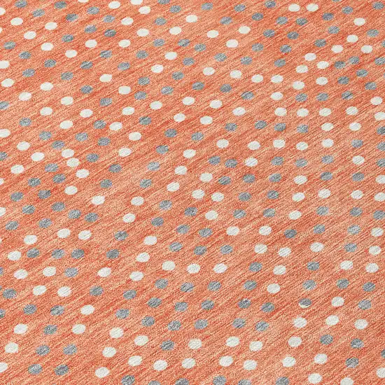 Salmon Gray And Ivory Polka Dot Washable Indoor Outdoor Area Rug Photo 6