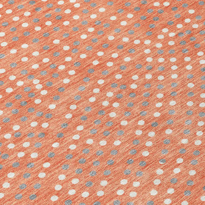 Salmon Gray And Ivory Polka Dot Washable Indoor Outdoor Area Rug Photo 6
