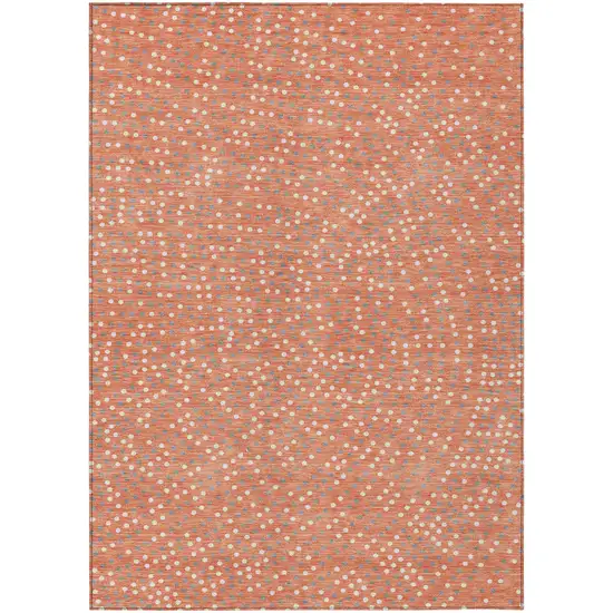 Salmon Gray And Ivory Polka Dot Washable Indoor Outdoor Area Rug Photo 2