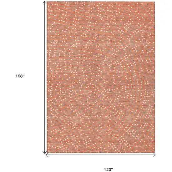 Salmon Gray And Ivory Polka Dot Washable Indoor Outdoor Area Rug Photo 3