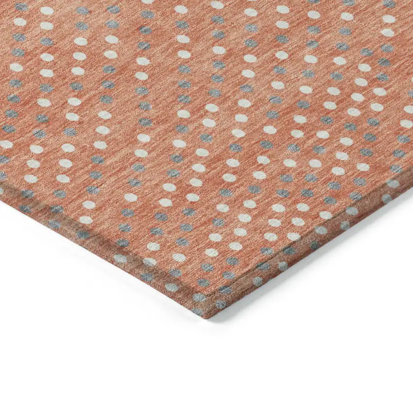 Salmon Gray And Ivory Polka Dot Washable Indoor Outdoor Area Rug Photo 5