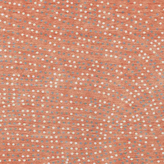 Salmon Gray And Ivory Polka Dot Washable Indoor Outdoor Area Rug Photo 7