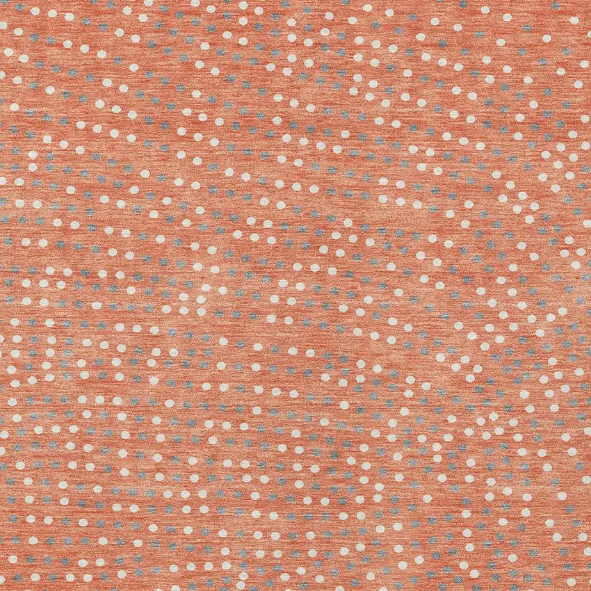 Salmon Gray And Ivory Polka Dot Washable Indoor Outdoor Area Rug Photo 7
