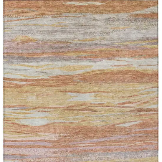 Salmon Gray And Lavender Abstract Washable Indoor Outdoor Area Rug Photo 1