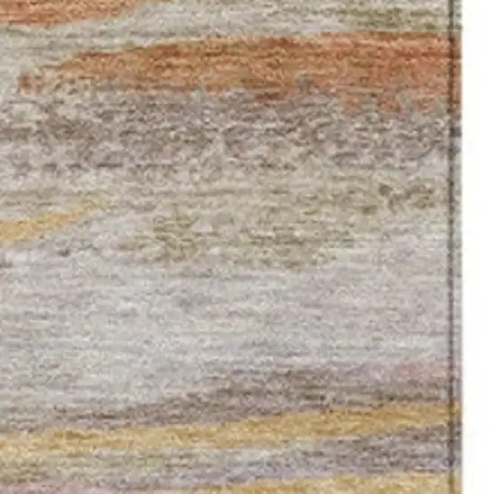 Salmon Gray And Lavender Abstract Washable Indoor Outdoor Area Rug Photo 3