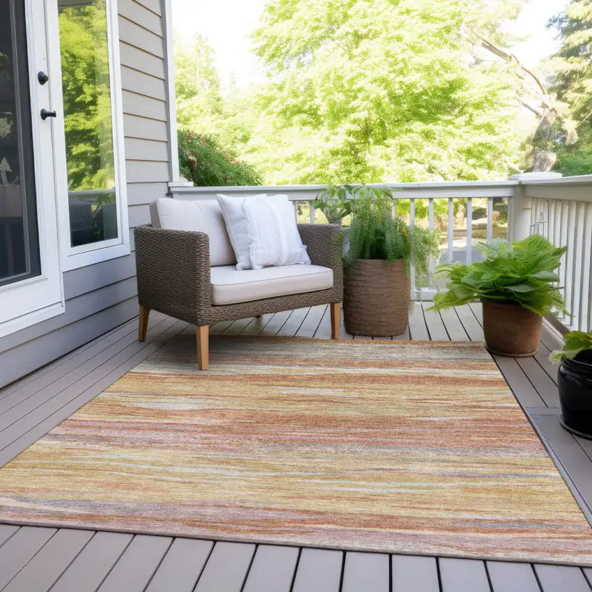 Salmon Gray And Lavender Abstract Washable Indoor Outdoor Area Rug Photo 8