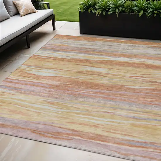 Salmon Gray And Lavender Abstract Washable Indoor Outdoor Area Rug Photo 2