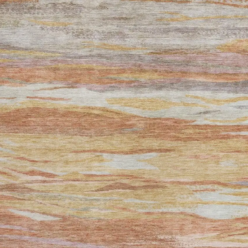 Salmon Gray And Lavender Abstract Washable Indoor Outdoor Area Rug Photo 3