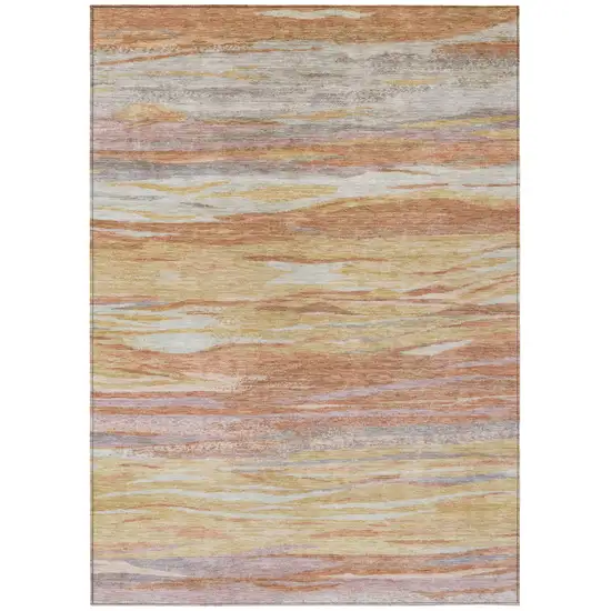 Salmon Gray And Lavender Abstract Washable Indoor Outdoor Area Rug Photo 9