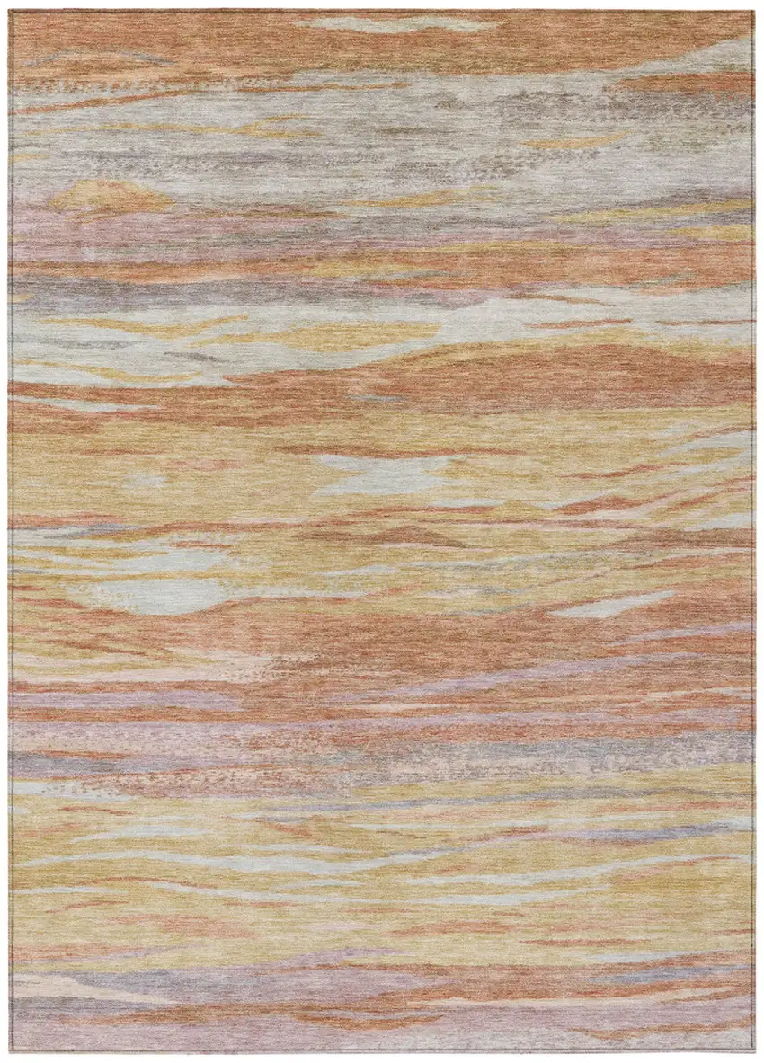 Salmon Gray And Lavender Abstract Washable Indoor Outdoor Area Rug Photo 9