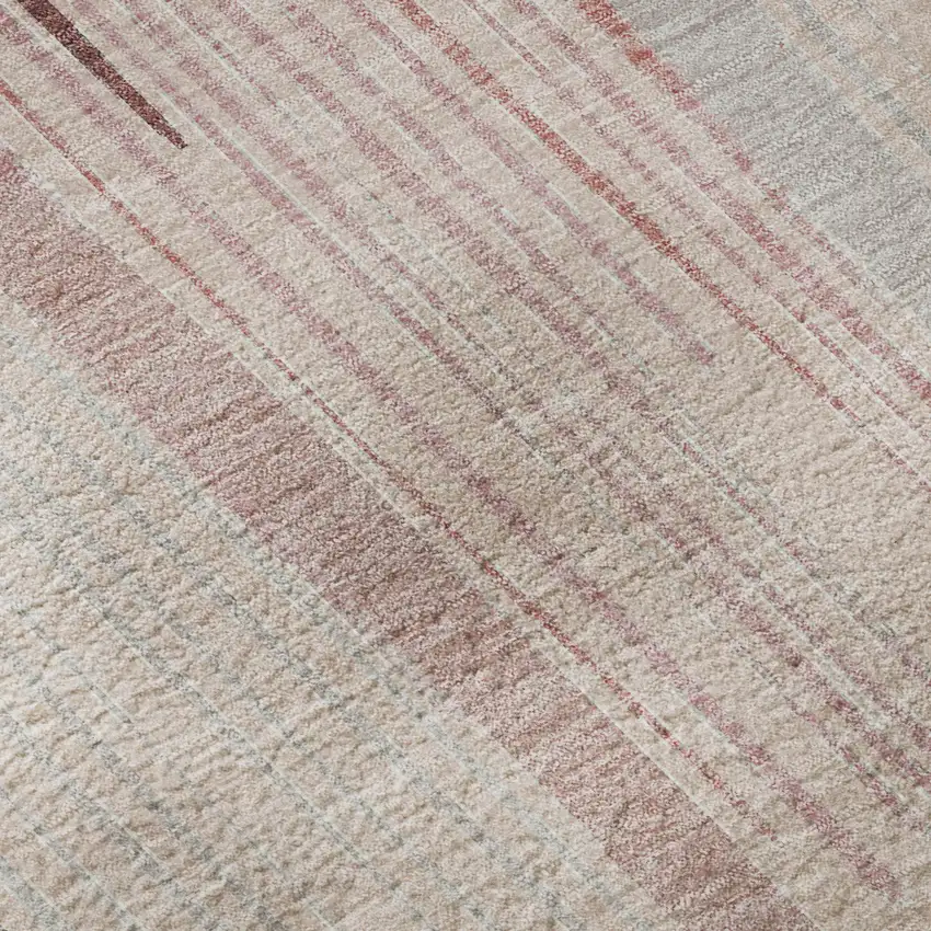 Salmon Gray And Silver Geometric Washable Area Rug With UV Protection Photo 7