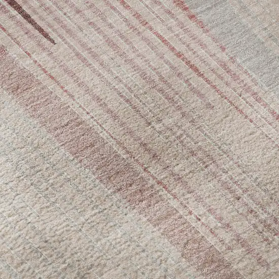 Salmon Gray And Silver Geometric Washable Area Rug With UV Protection Photo 7