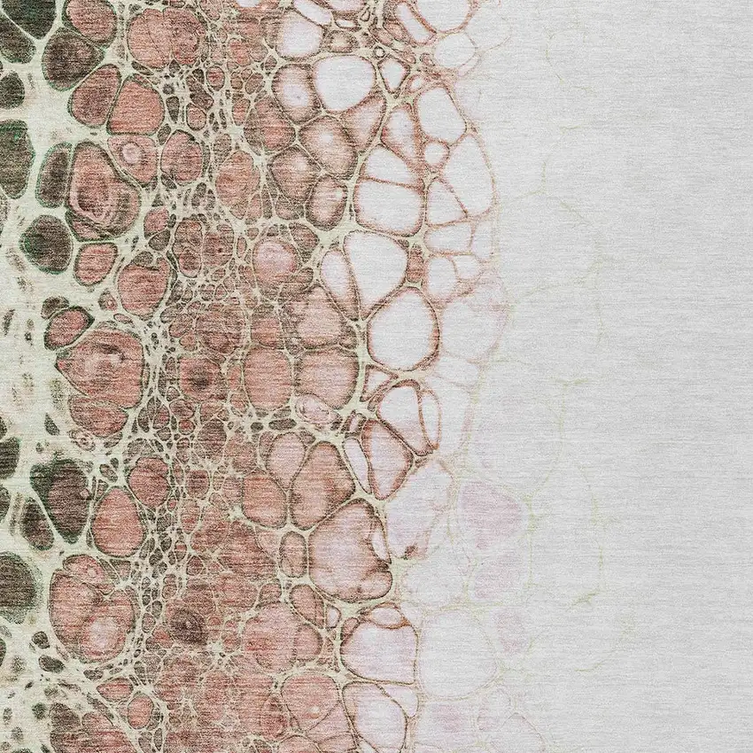 Salmon Green And Chocolate Abstract Washable Indoor Outdoor Area Rug Photo 5
