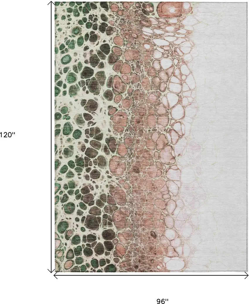 Salmon Green And Chocolate Abstract Washable Indoor Outdoor Area Rug Photo 3