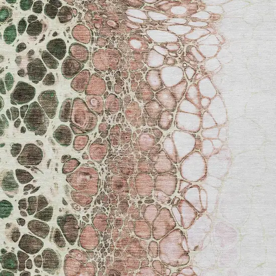 Salmon Green And Chocolate Abstract Washable Indoor Outdoor Area Rug Photo 5