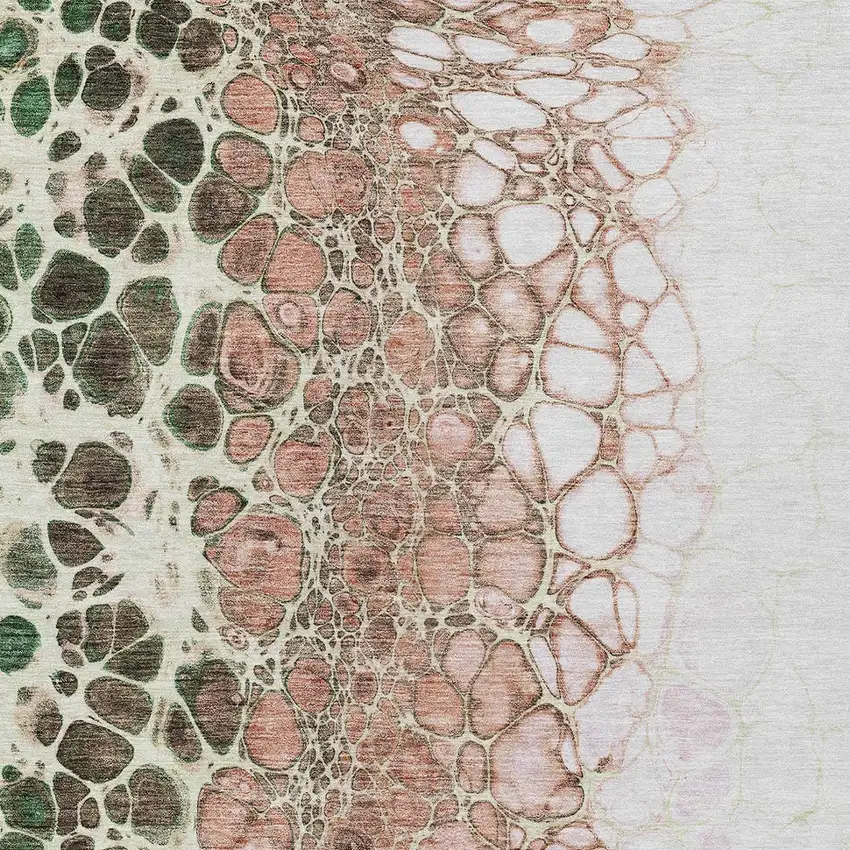 Salmon Green And Chocolate Abstract Washable Indoor Outdoor Area Rug Photo 5
