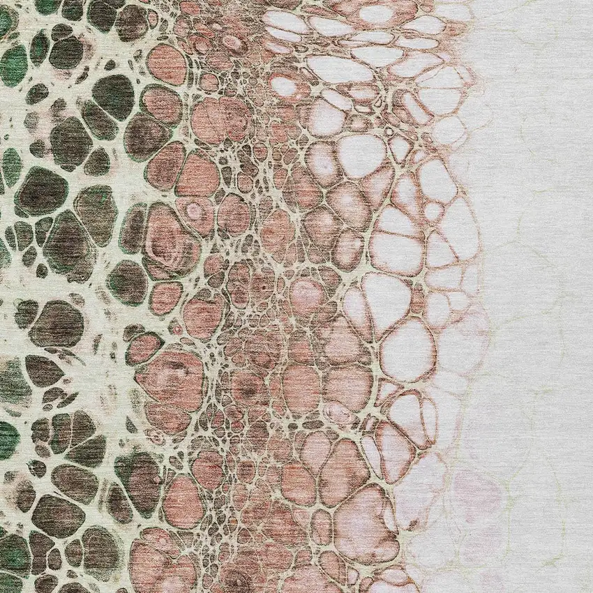 Salmon Green And Chocolate Abstract Washable Indoor Outdoor Area Rug Photo 5