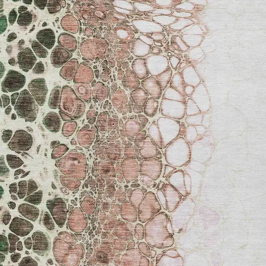 Salmon Green And Chocolate Abstract Washable Indoor Outdoor Area Rug Photo 5