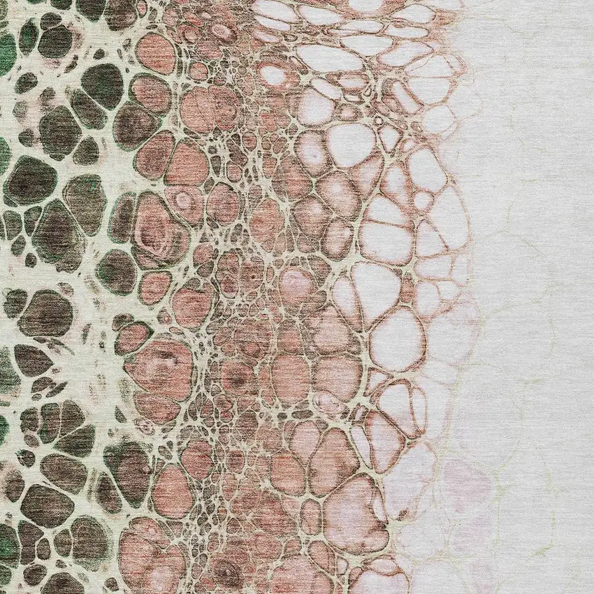 Salmon Green And Chocolate Abstract Washable Indoor Outdoor Area Rug Photo 5