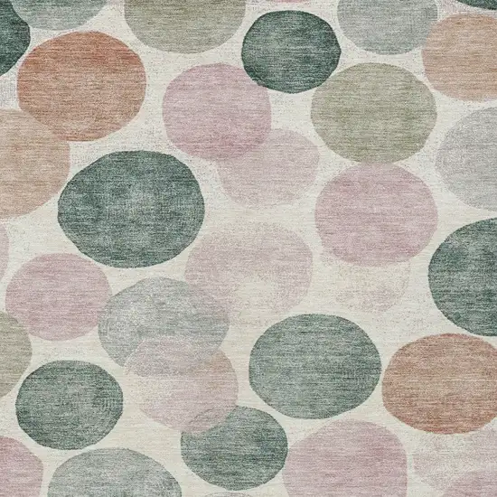 Salmon Green And Peach Geometric Washable Indoor Outdoor Area Rug Photo 7