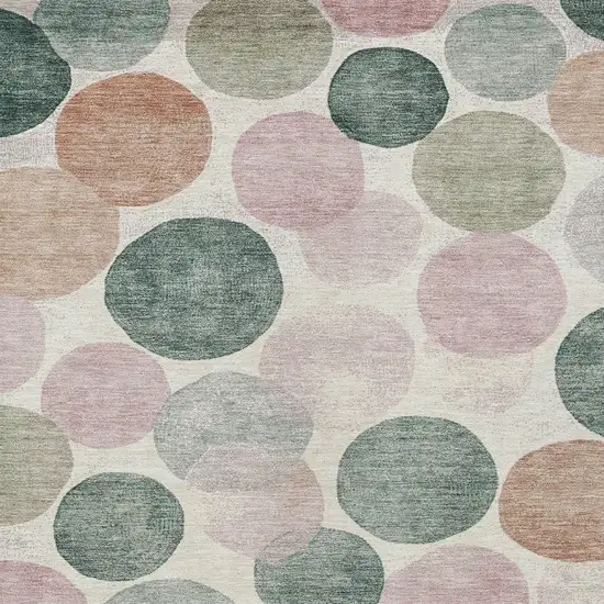 Salmon Green And Peach Geometric Washable Indoor Outdoor Area Rug Photo 7
