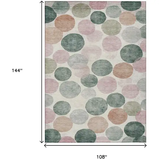 Salmon Green And Peach Geometric Washable Indoor Outdoor Area Rug Photo 9
