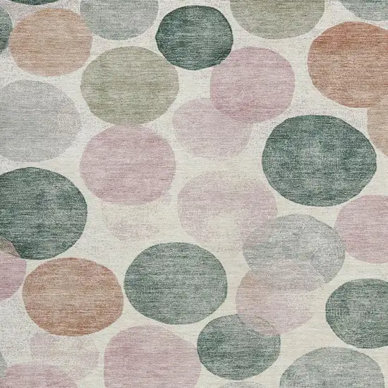 Salmon Green And Peach Geometric Washable Indoor Outdoor Area Rug Photo 3