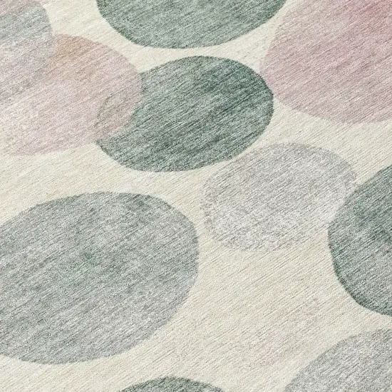 Salmon Green And Peach Geometric Washable Indoor Outdoor Area Rug Photo 8