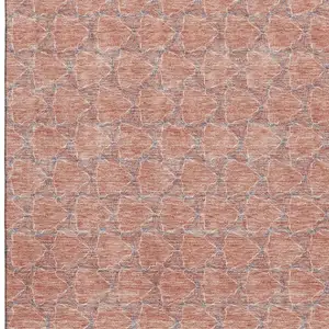 Photo of Salmon Ivory And Blue Geometric Washable Area Rug With UV Protection
