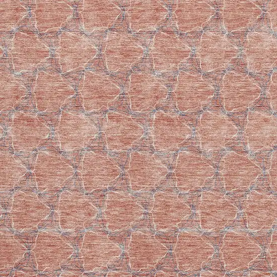 Salmon Ivory And Blue Geometric Washable Area Rug With UV Protection Photo 3