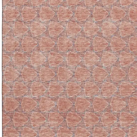 Salmon Ivory And Blue Geometric Washable Area Rug With UV Protection Photo 3