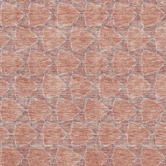 Salmon Ivory And Blue Geometric Washable Area Rug With UV Protection Photo 2