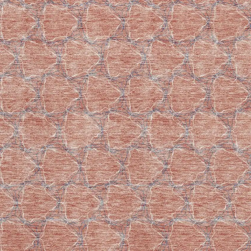 Salmon Ivory And Blue Geometric Washable Area Rug With UV Protection Photo 2