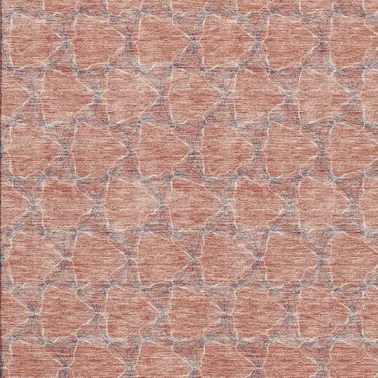 Salmon Ivory And Blue Geometric Washable Area Rug With UV Protection Photo 2