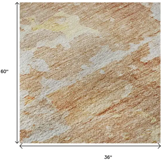Salmon Ivory And Gold Abstract Washable Area Rug With UV Protection Photo 8