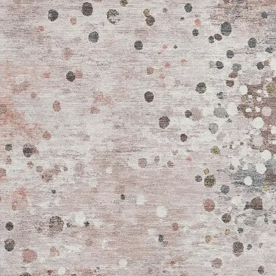Salmon Ivory And Gray Abstract Washable Area Rug With UV Protection Photo 3