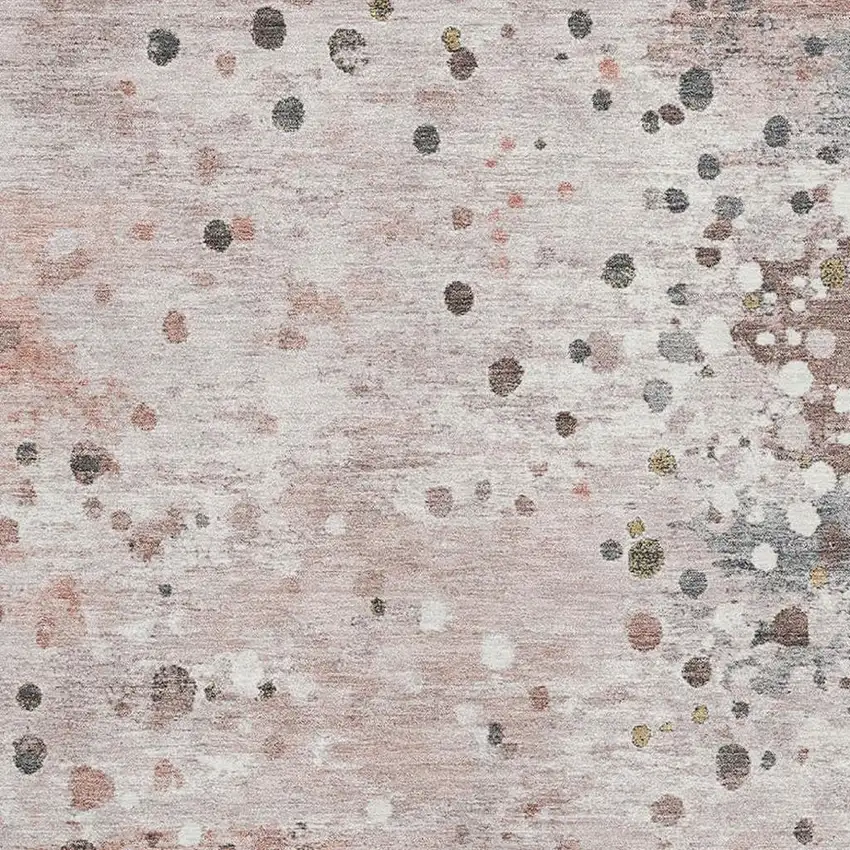 Salmon Ivory And Gray Abstract Washable Area Rug With UV Protection Photo 3