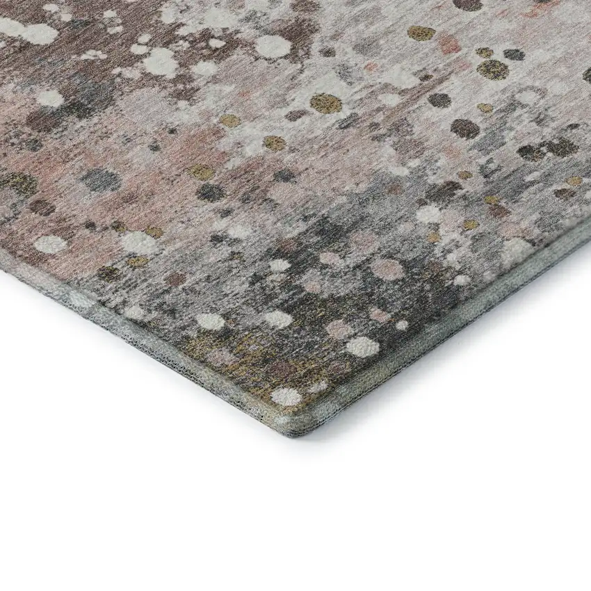 Salmon Ivory And Gray Abstract Washable Area Rug With UV Protection Photo 7
