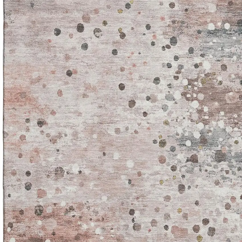 Salmon Ivory And Gray Abstract Washable Area Rug With UV Protection Photo 4