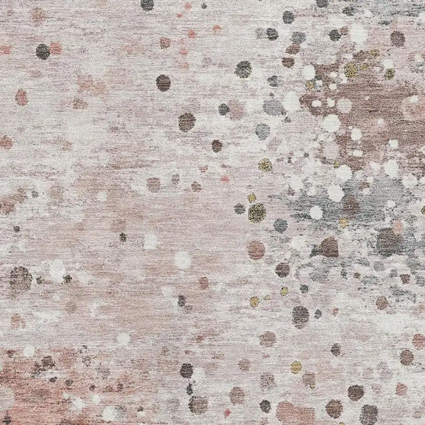Salmon Ivory And Gray Abstract Washable Area Rug With UV Protection Photo 3