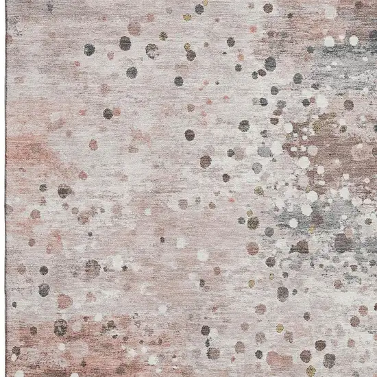 Salmon Ivory And Gray Abstract Washable Area Rug With UV Protection Photo 4