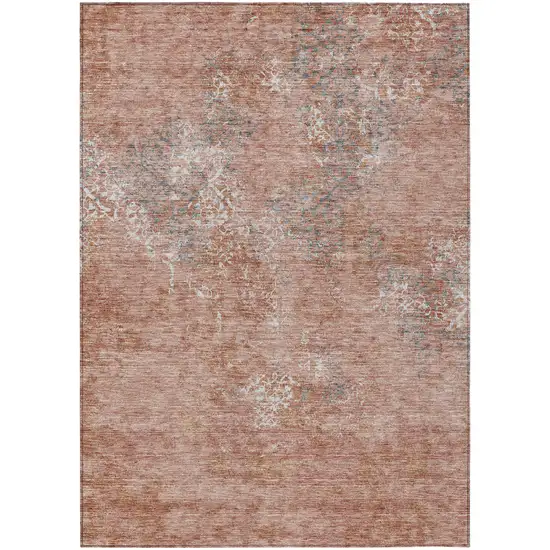 Salmon Ivory And Gray Floral Washable Indoor Outdoor Area Rug Photo 2