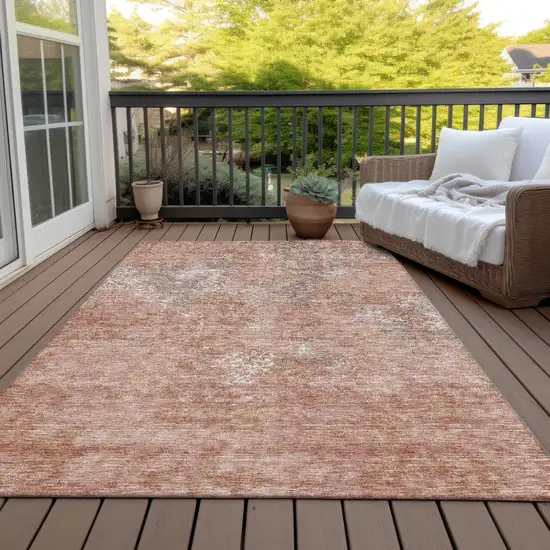 Salmon Ivory And Gray Floral Washable Indoor Outdoor Area Rug Photo 7